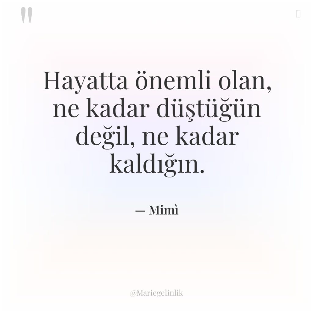 Hayatta önemli olan, ne kadar düştüğün değil, ne kadar kaldığın.
