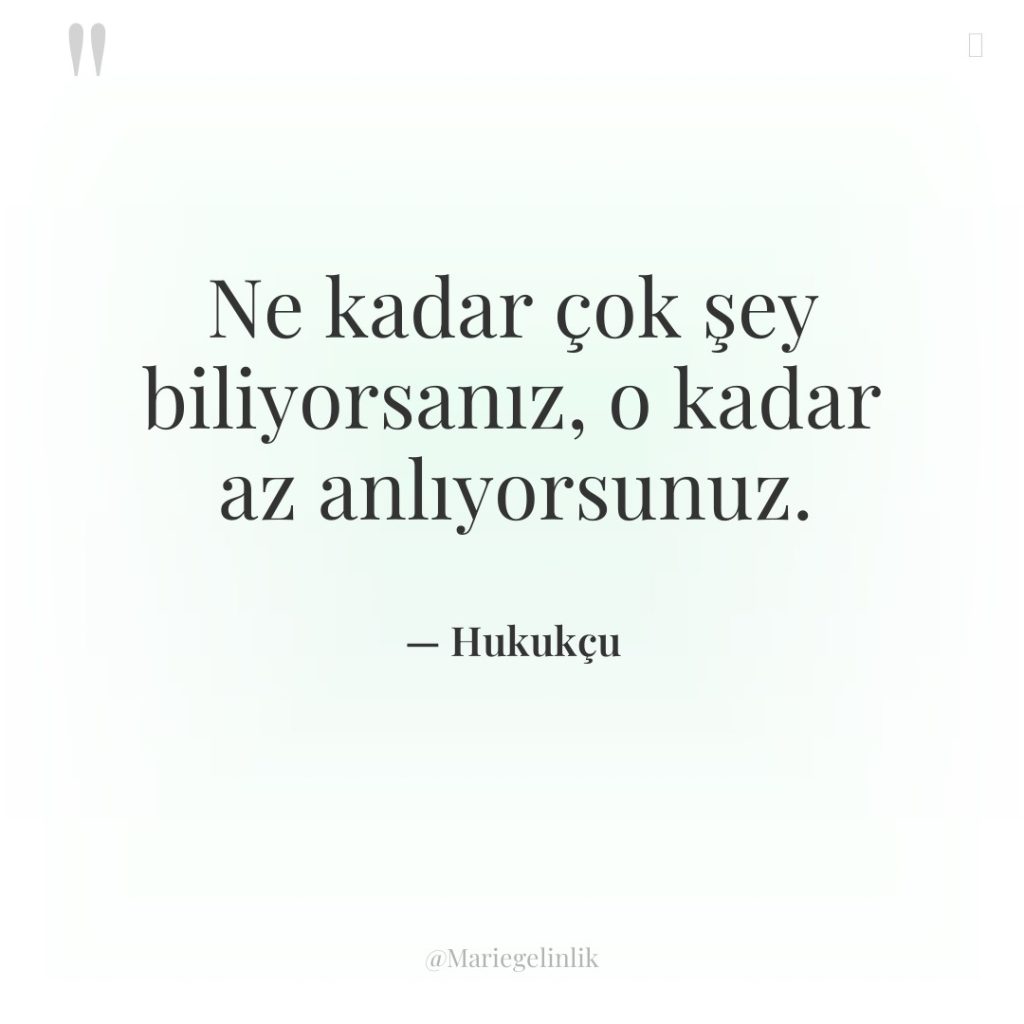 Ne kadar çok şey biliyorsanız, o kadar az anlıyorsunuz.