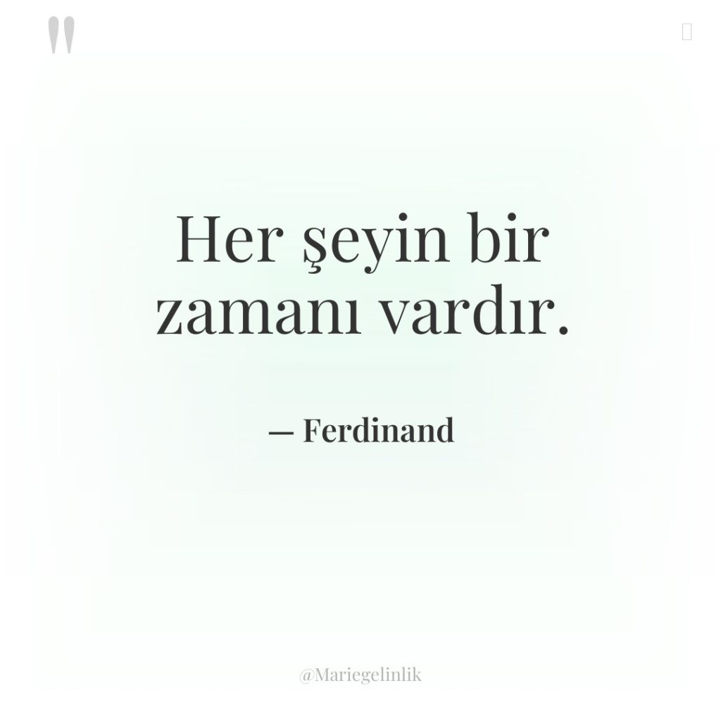 Her şeyin bir zamanı vardır.