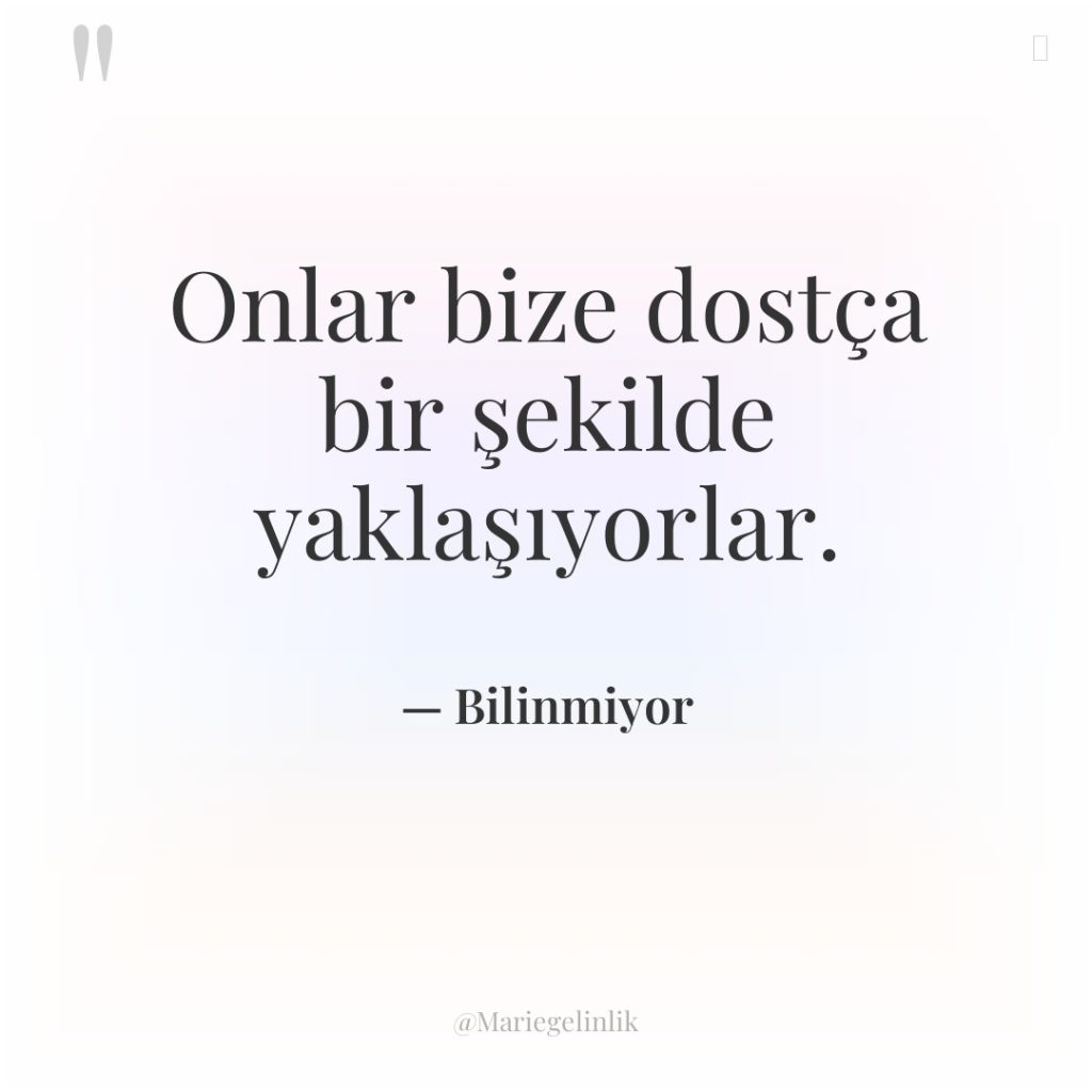 Onlar bize dostça bir şekilde yaklaşıyorlar.