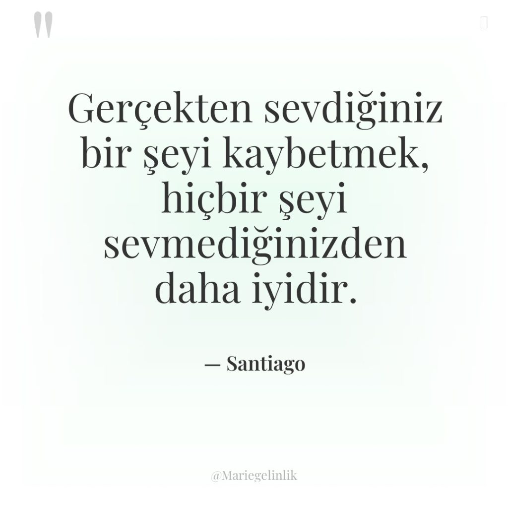 Gerçekten sevdiğiniz bir şeyi kaybetmek, hiçbir şeyi sevmediğinizden daha iyidir.