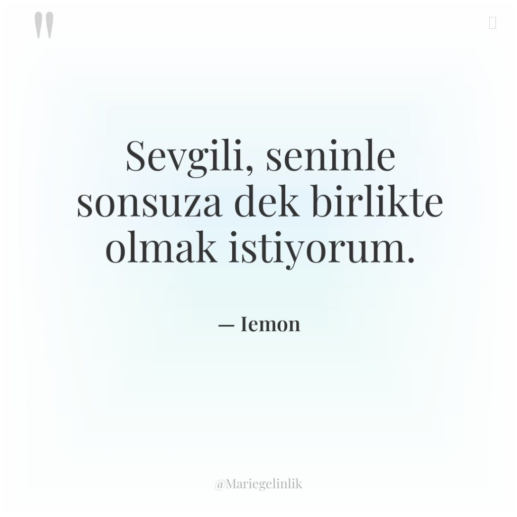 Sevgili, seninle sonsuza dek birlikte olmak istiyorum.