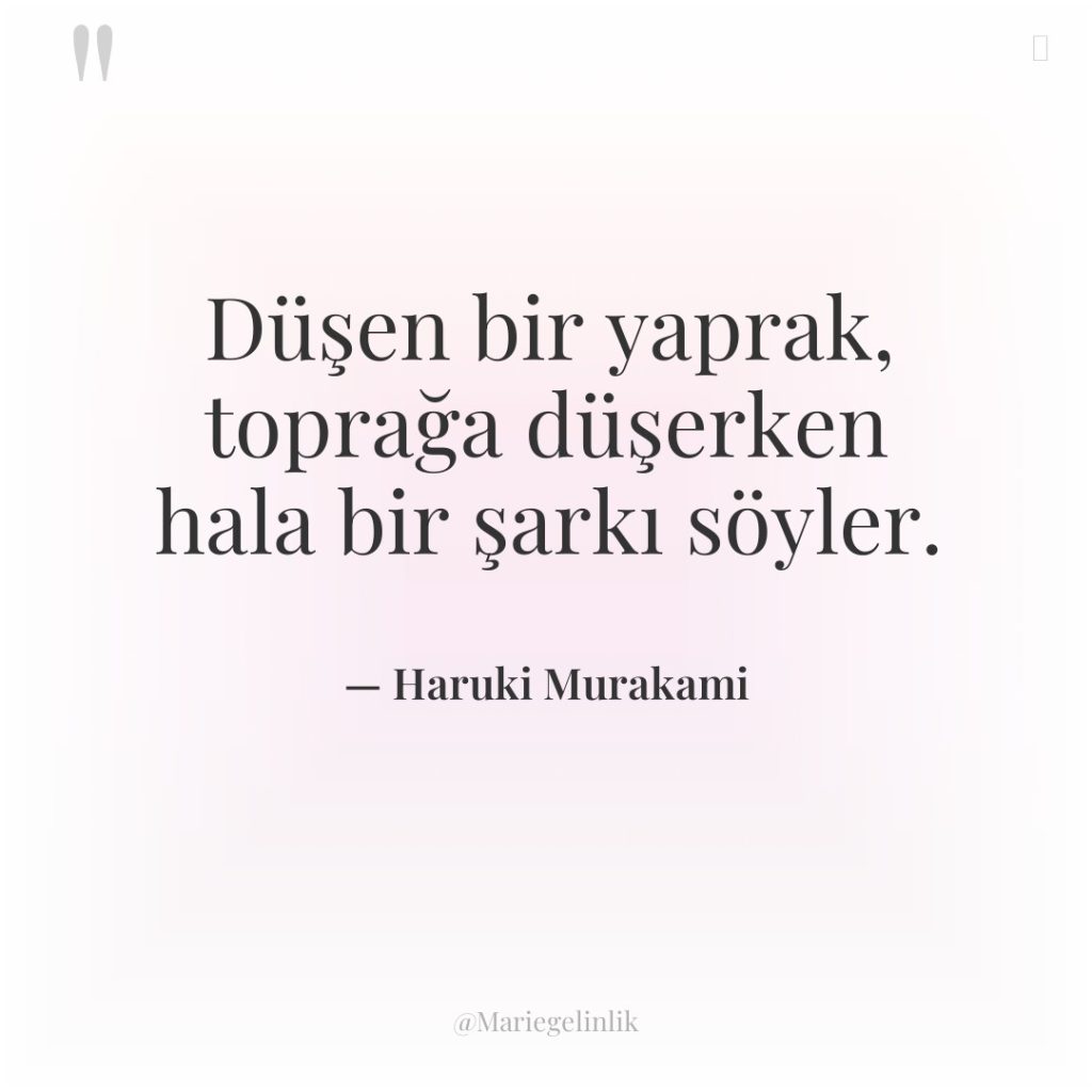 Düşen bir yaprak, toprağa düşerken hala bir şarkı söyler.