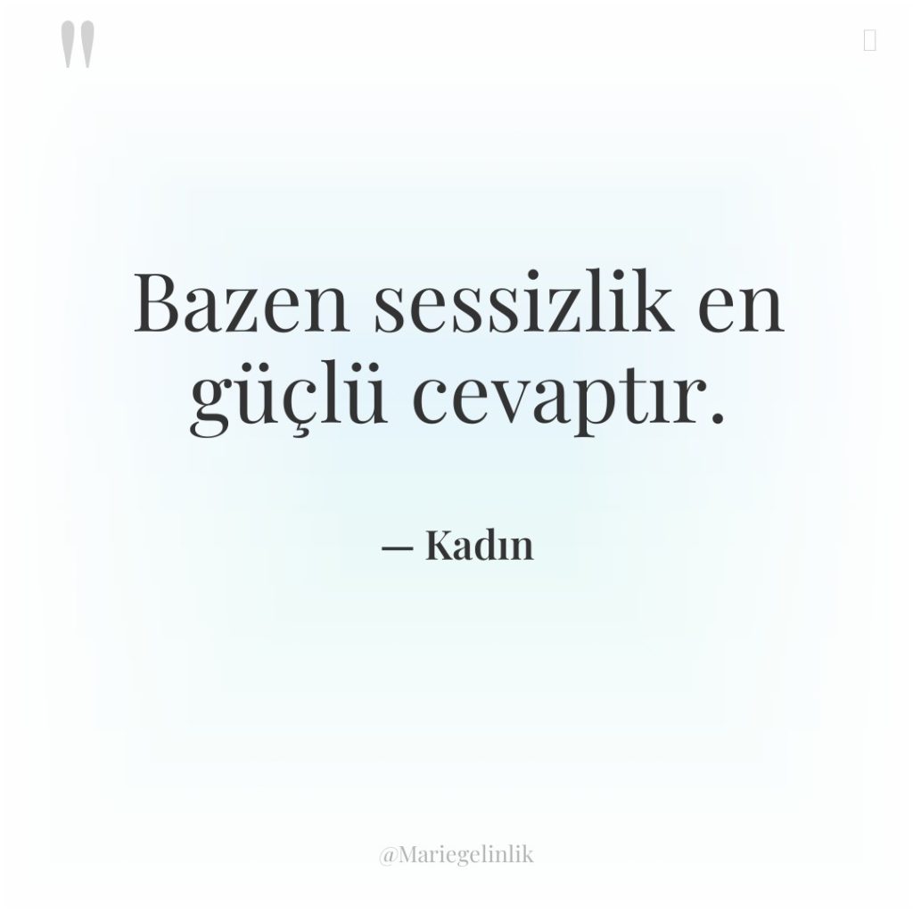 Bazen sessizlik en güçlü cevaptır.