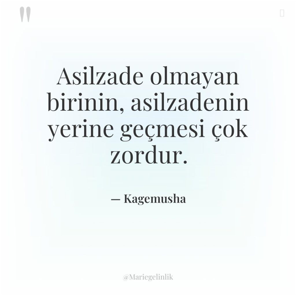 Asilzade olmayan birinin, asilzadenin yerine geçmesi çok zordur.