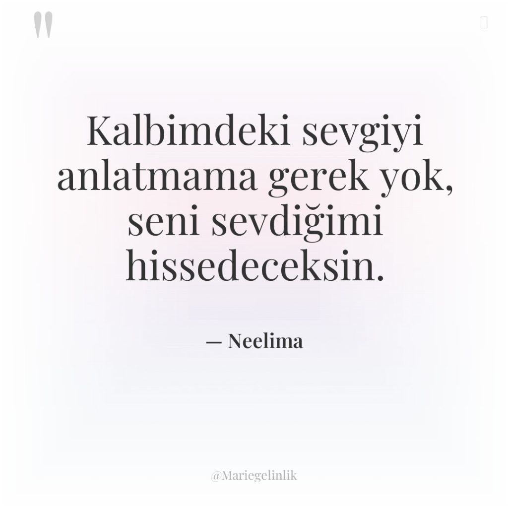 Kalbimdeki sevgiyi anlatmama gerek yok, seni sevdiğimi hissedeceksin.