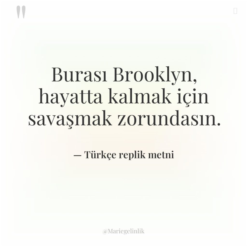 Burası Brooklyn, hayatta kalmak için savaşmak zorundasın.