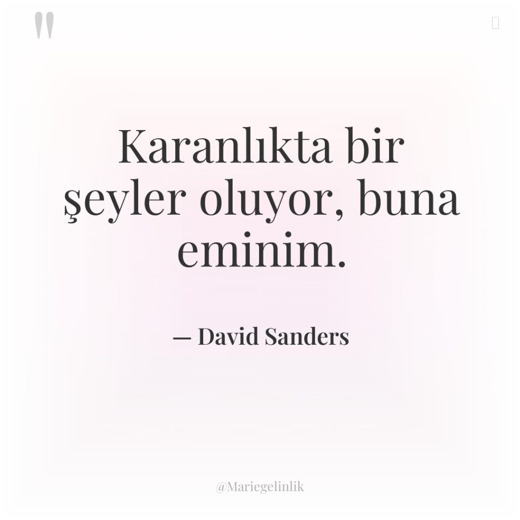 Karanlıkta bir şeyler oluyor, buna eminim.