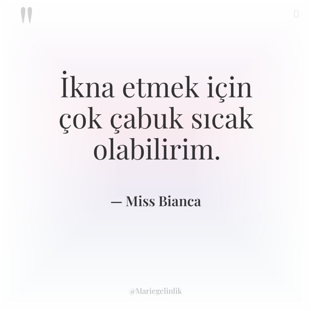 İkna etmek için çok çabuk sıcak olabilirim.