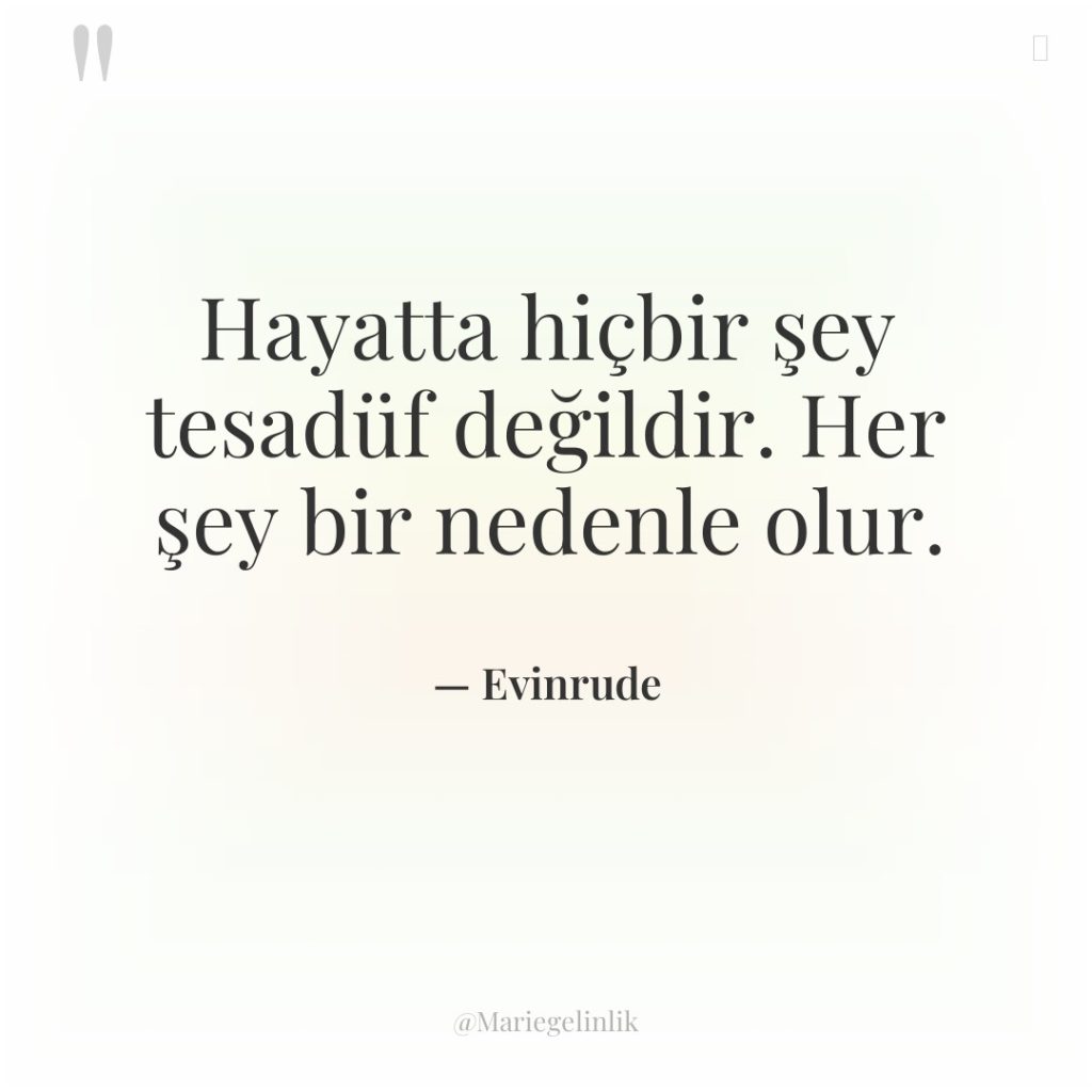 Hayatta hiçbir şey tesadüf değildir. Her şey bir nedenle olur.