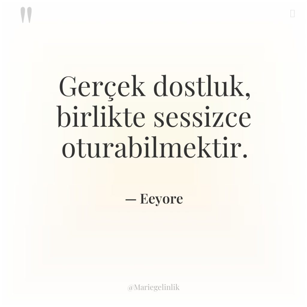 Gerçek dostluk, birlikte sessizce oturabilmektir.
