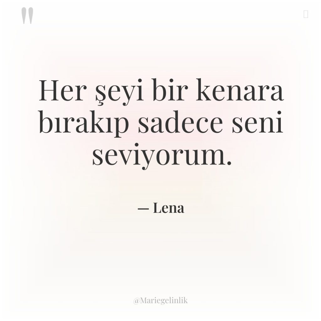 Her şeyi bir kenara bırakıp sadece seni seviyorum.