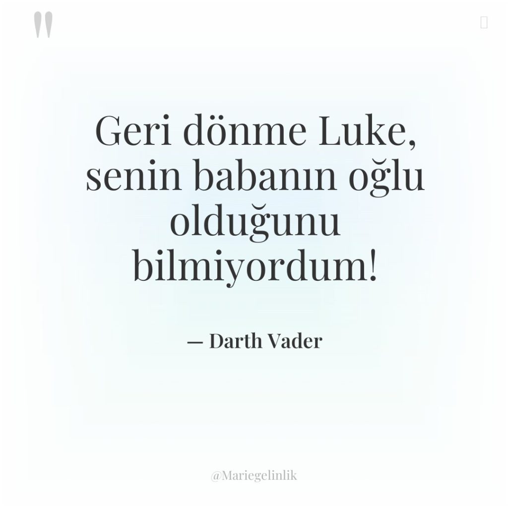 Geri dönme Luke, senin babanın oğlu olduğunu bilmiyordum!