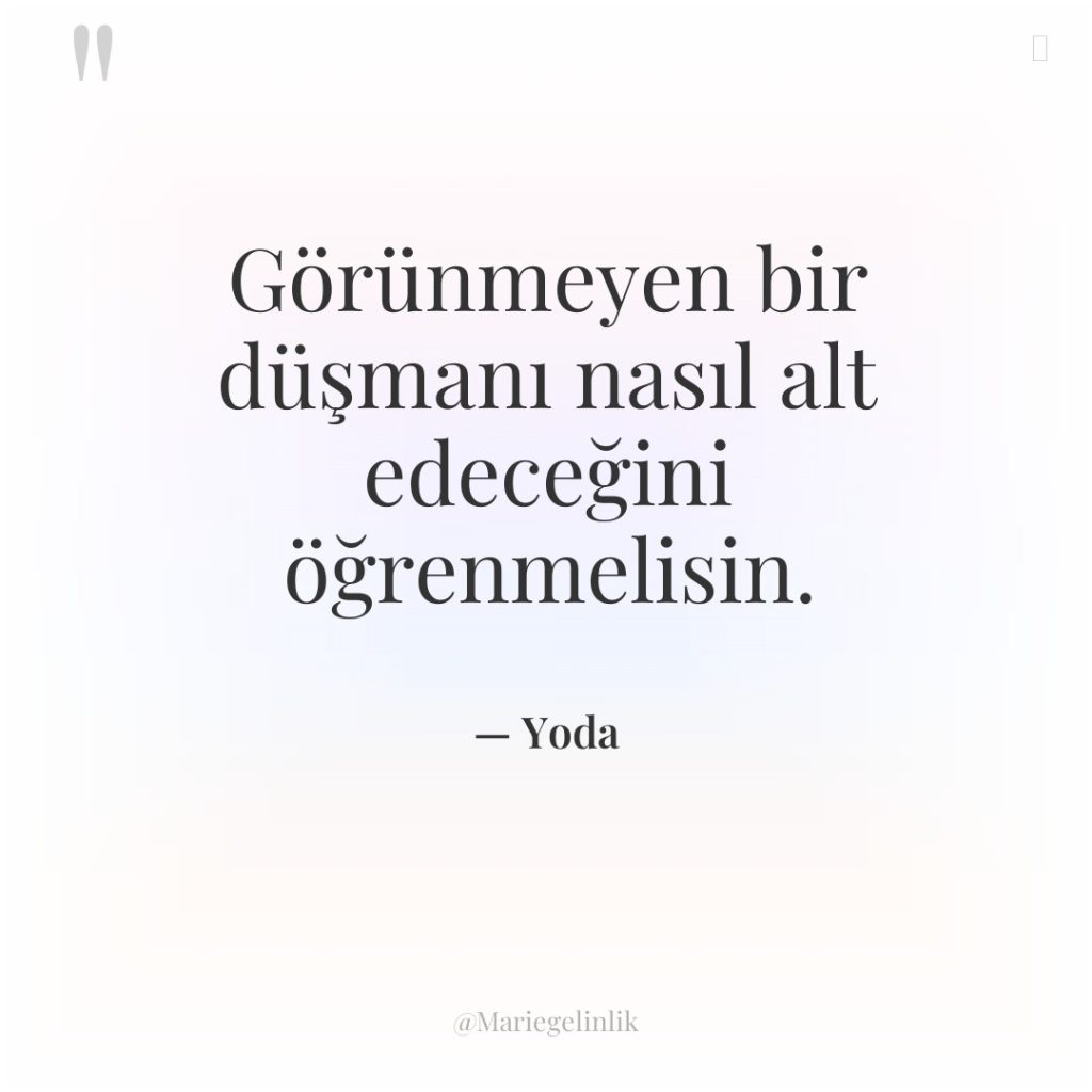 Görünmeyen bir düşmanı nasıl alt edeceğini öğrenmelisin.