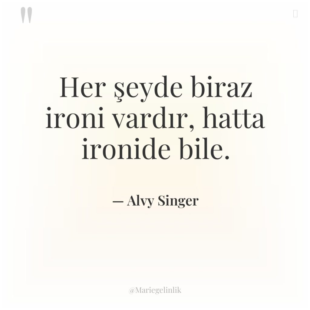 Her şeyde biraz ironi vardır, hatta ironide bile.