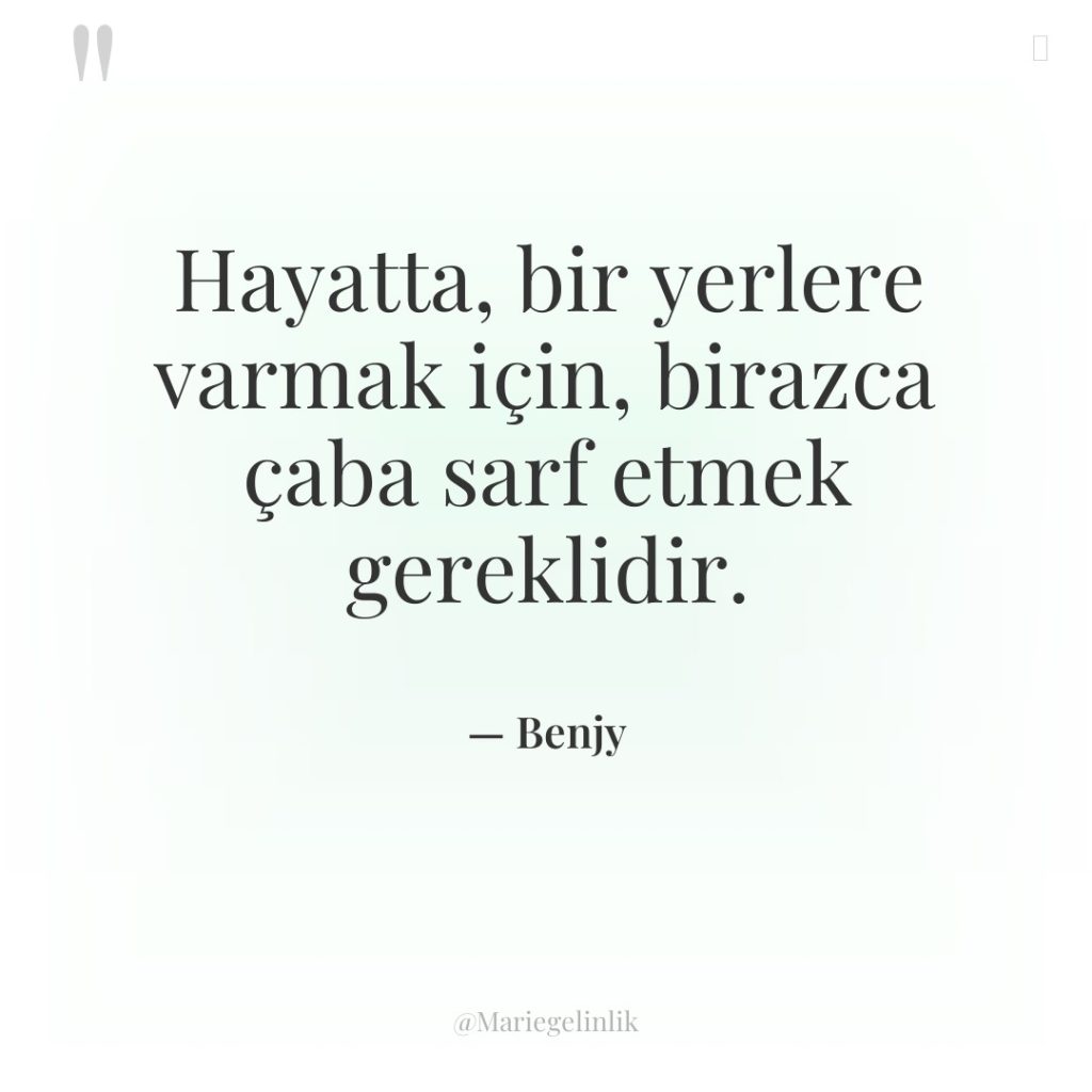 Hayatta, bir yerlere varmak için, birazca çaba sarf etmek gereklidir.