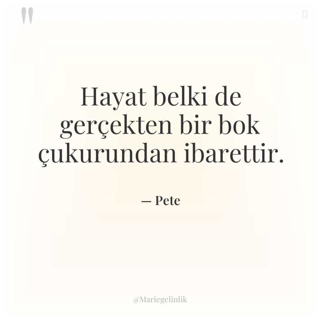 Hayat belki de gerçekten bir bok çukurundan ibarettir.