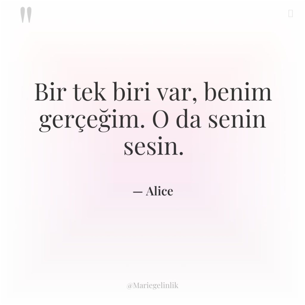 Bir tek biri var, benim gerçeğim. O da senin sesin.