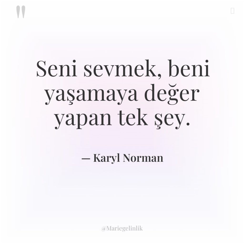 Seni sevmek, beni yaşamaya değer yapan tek şey.