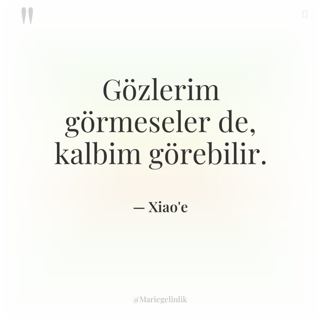 Gözlerim görmeseler de, kalbim görebilir.