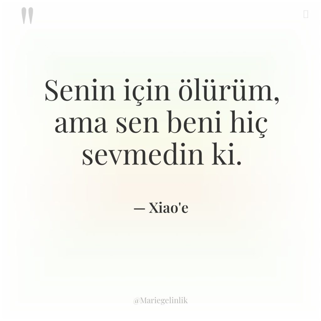 Senin için ölürüm, ama sen beni hiç sevmedin ki.
