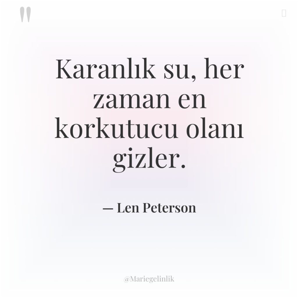 Karanlık su, her zaman en korkutucu olanı gizler.