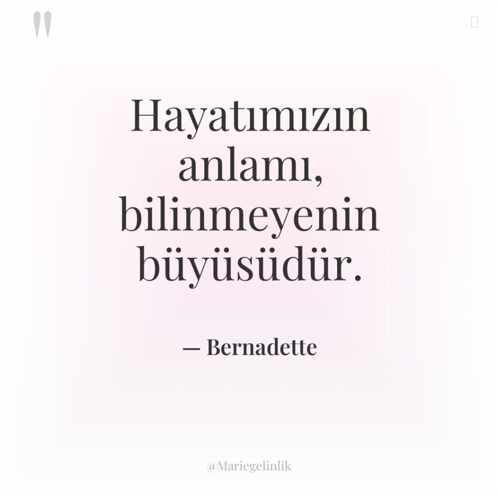 Hayatımızın anlamı, bilinmeyenin büyüsüdür.