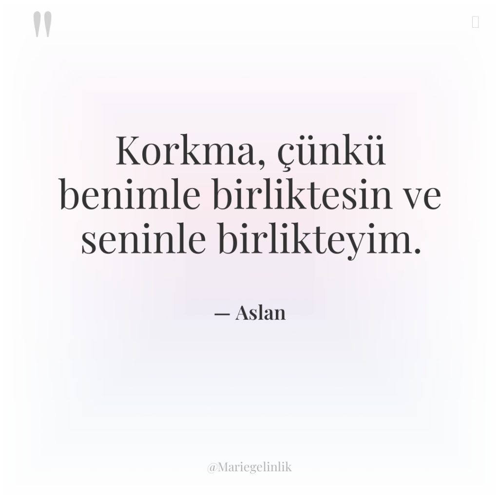 Korkma, çünkü benimle birliktesin ve seninle birlikteyim.