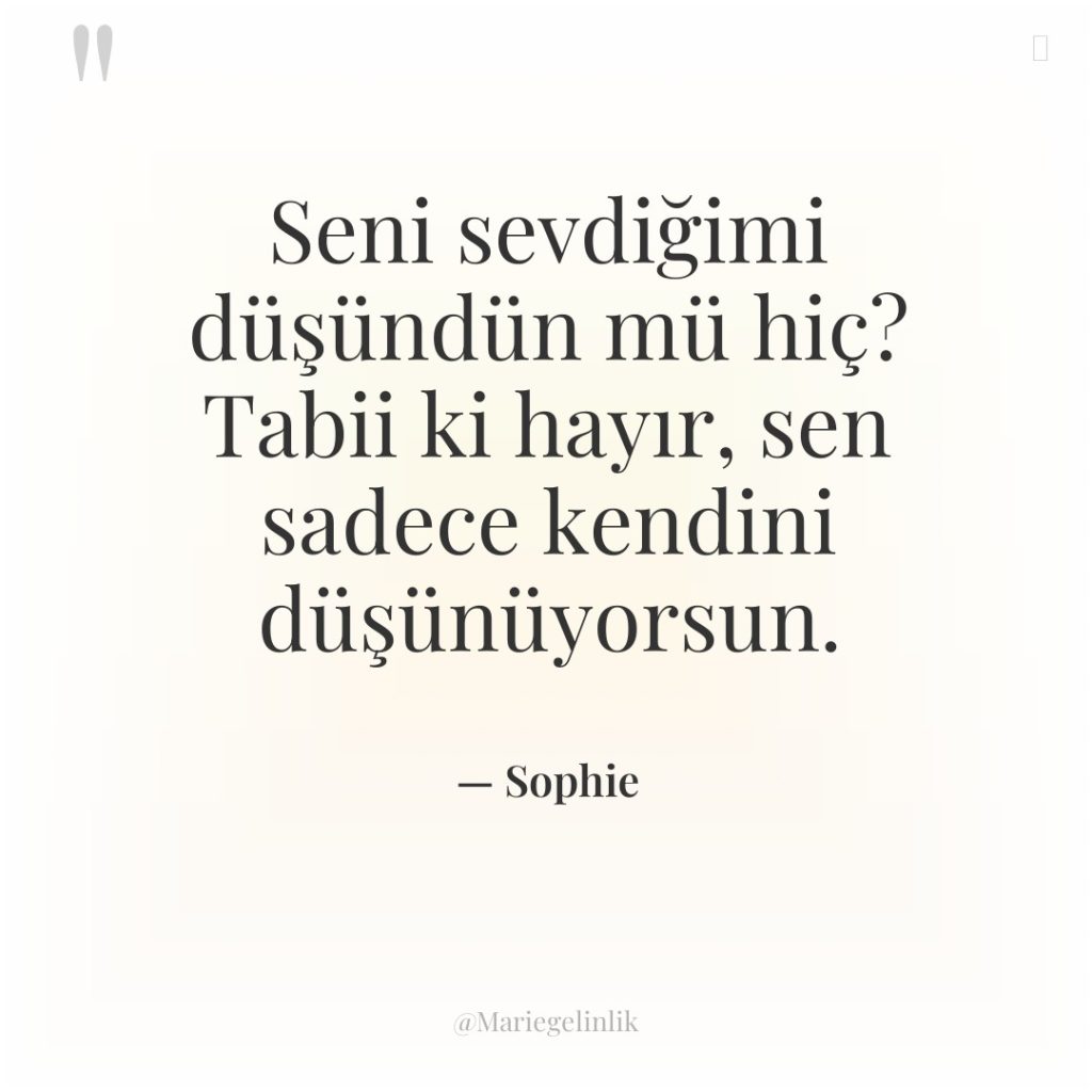 Seni sevdiğimi düşündün mü hiç? Tabii ki hayır, sen sadece…