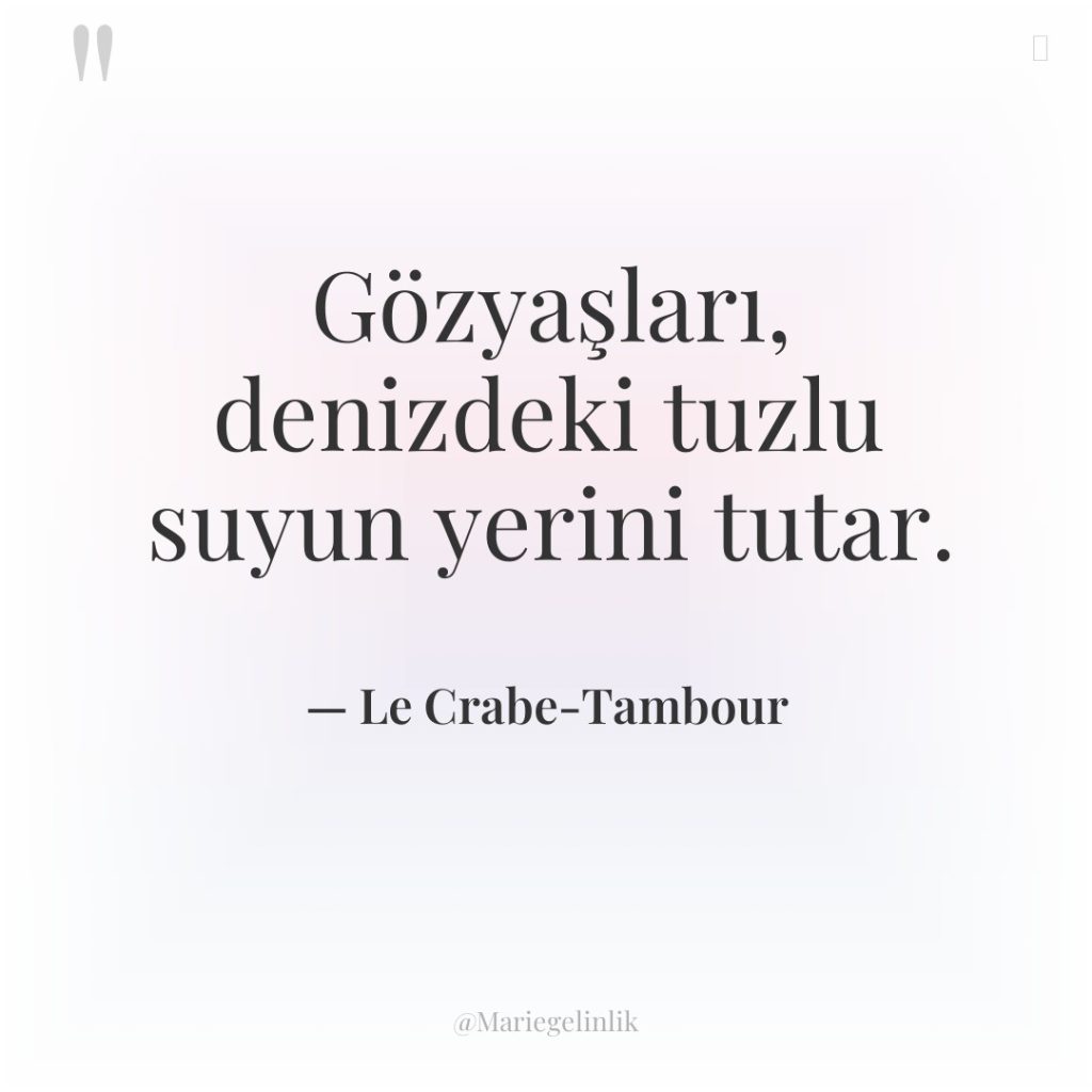 Gözyaşları, denizdeki tuzlu suyun yerini tutar.