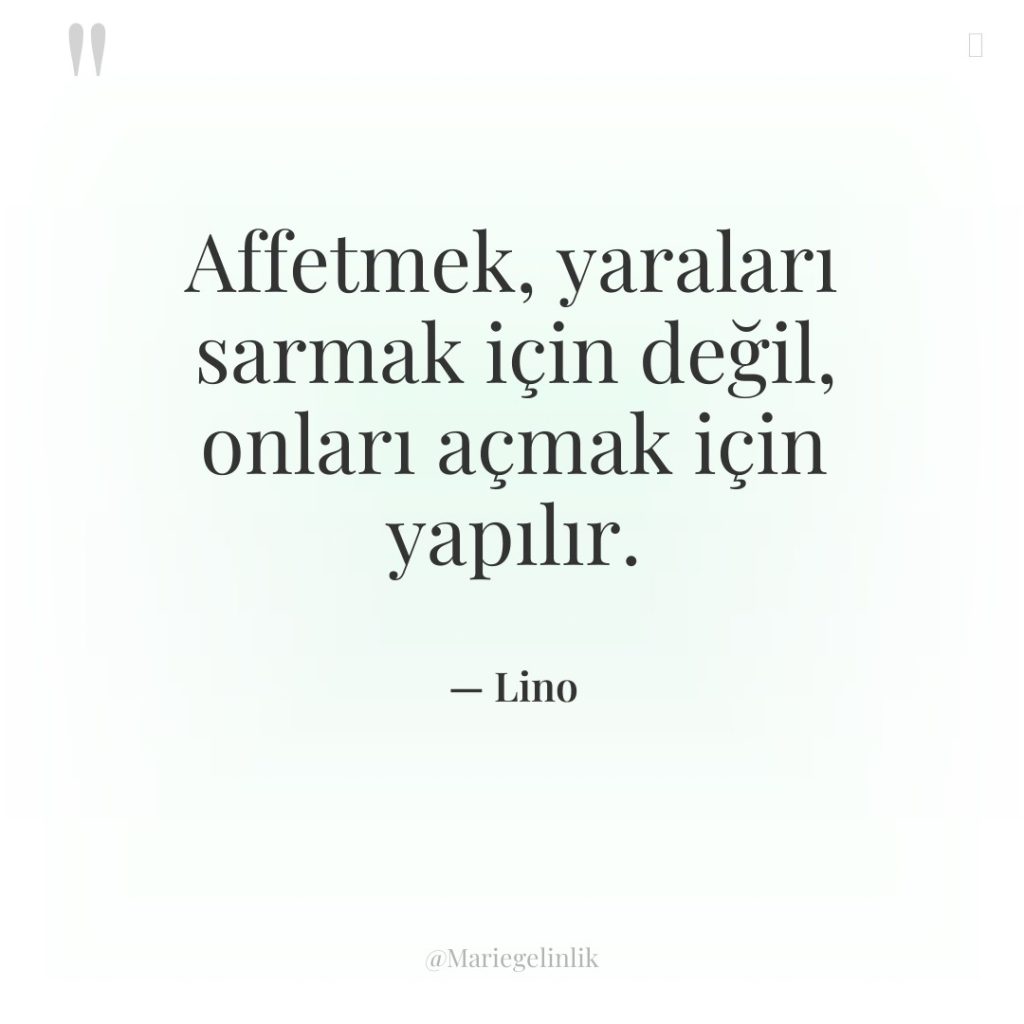 Affetmek, yaraları sarmak için değil, onları açmak için yapılır.