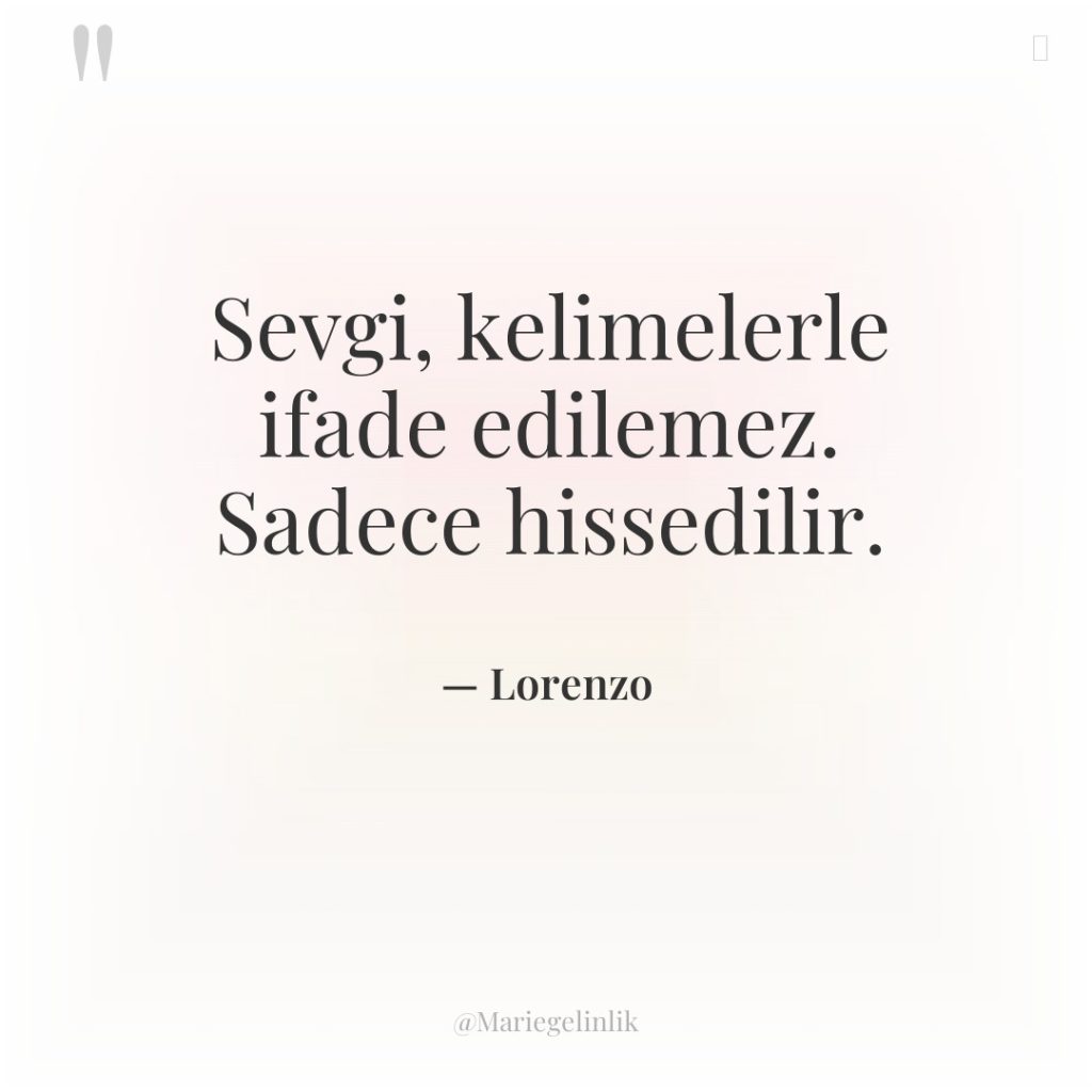 Sevgi, kelimelerle ifade edilemez. Sadece hissedilir.