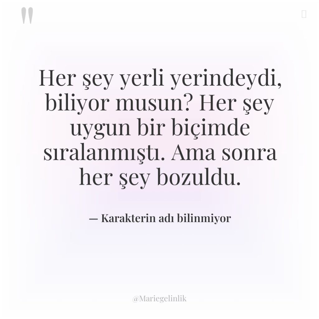 Her şey yerli yerindeydi, biliyor musun? Her şey uygun bir…