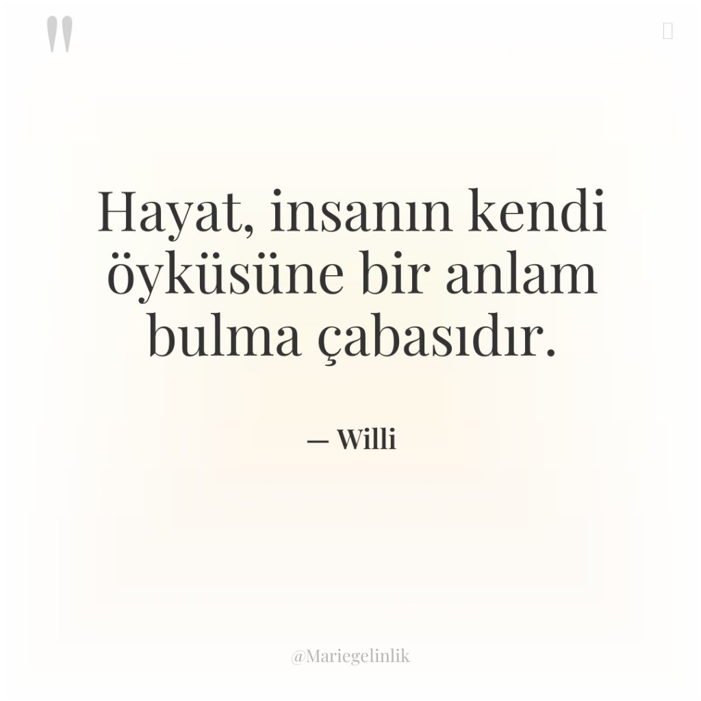 Hayat, insanın kendi öyküsüne bir anlam bulma çabasıdır.