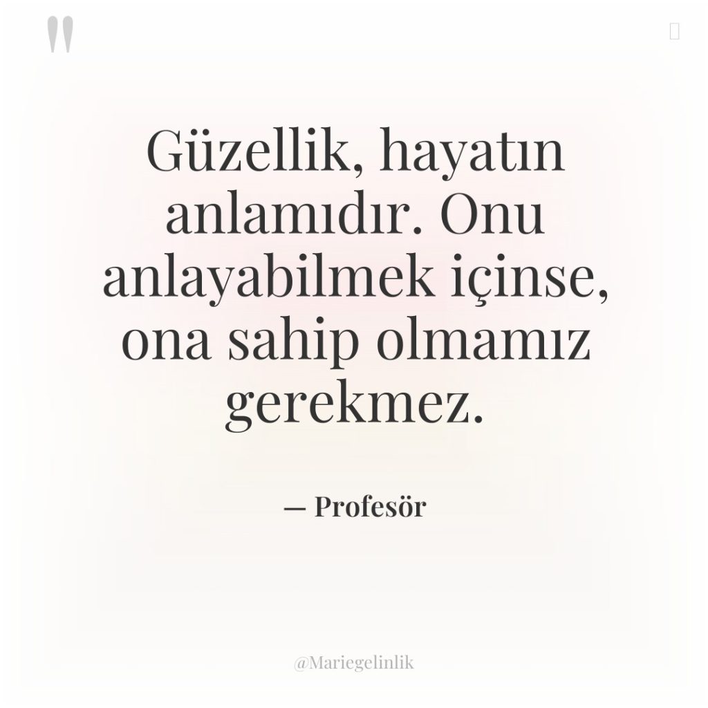 Güzellik, hayatın anlamıdır. Onu anlayabilmek içinse, ona sahip olmamız gerekmez.