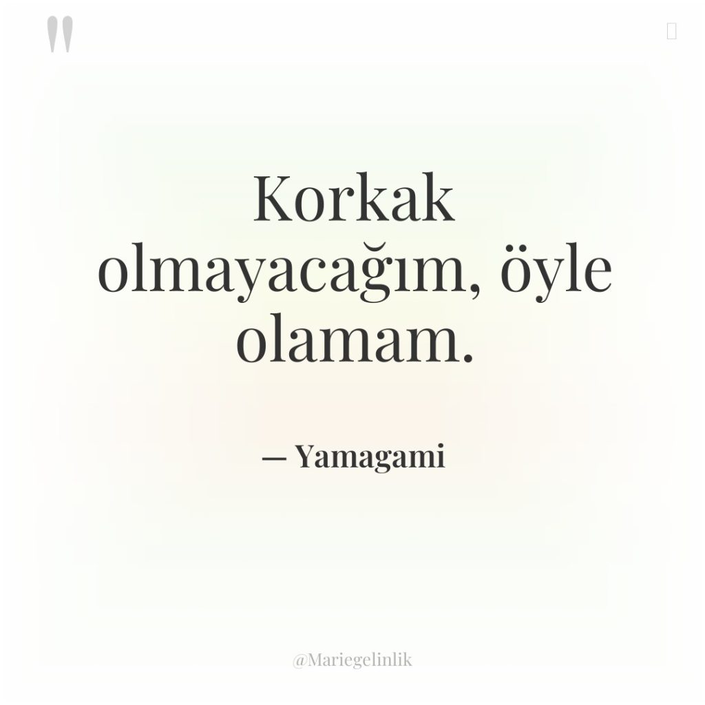 Korkak olmayacağım, öyle olamam.