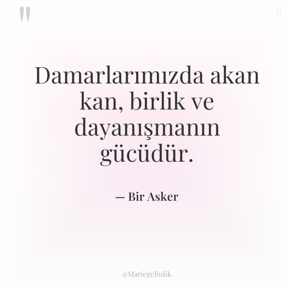 Damarlarımızda akan kan, birlik ve dayanışmanın gücüdür.