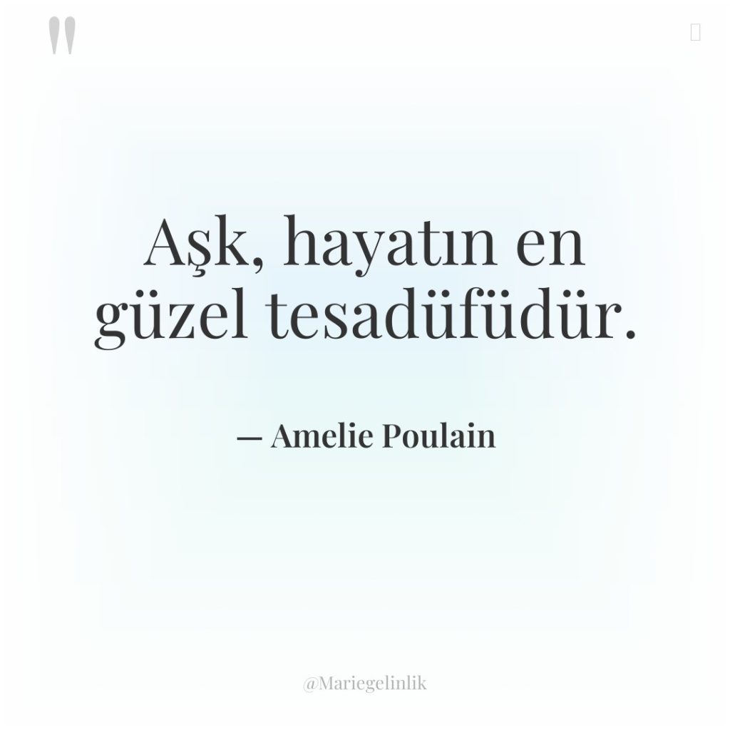 Aşk, hayatın en güzel tesadüfüdür.