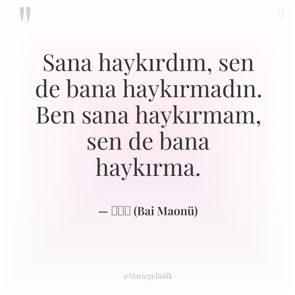 Sana haykırdım, sen de bana haykırmadın. Ben sana haykırmam, sen…