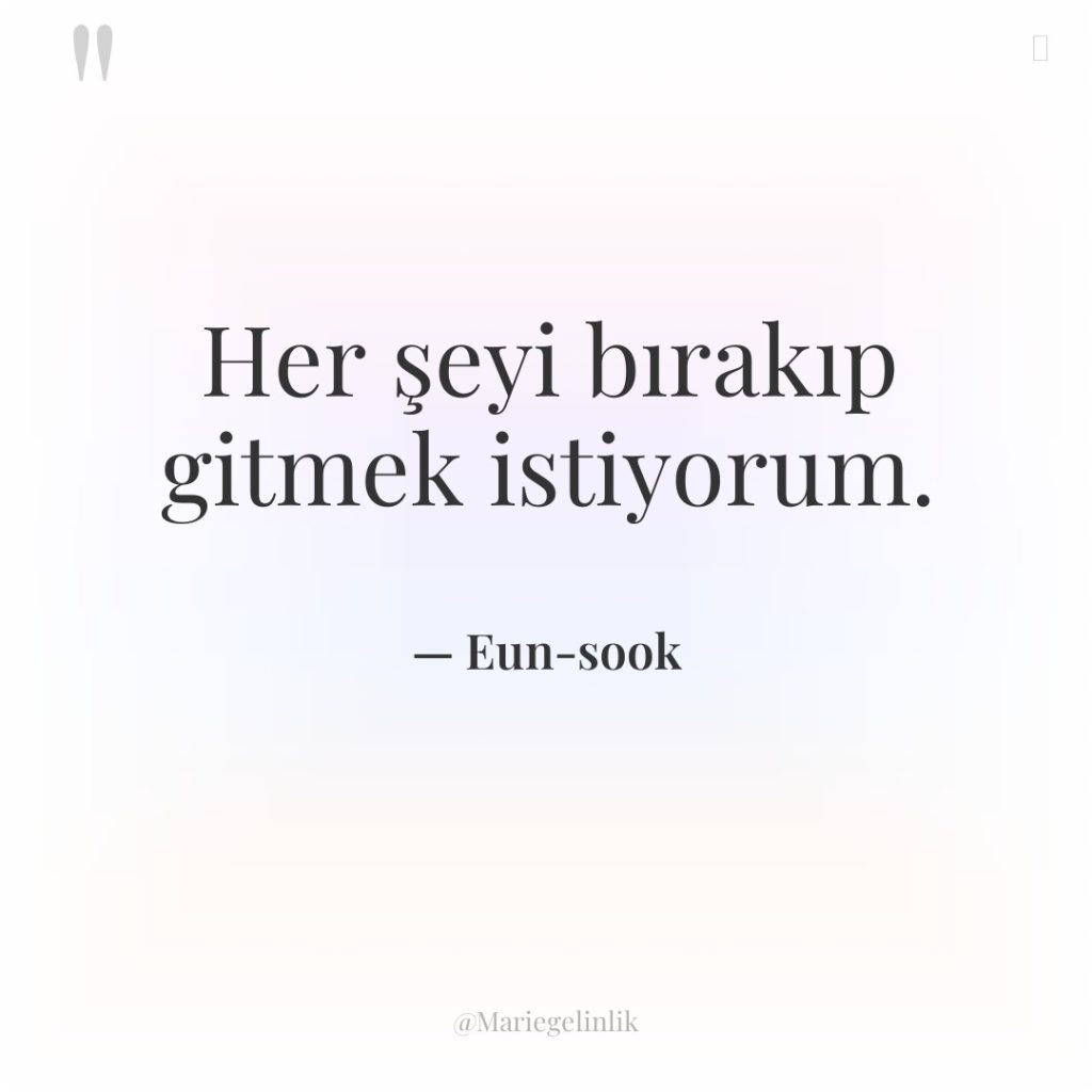 Her şeyi bırakıp gitmek istiyorum.