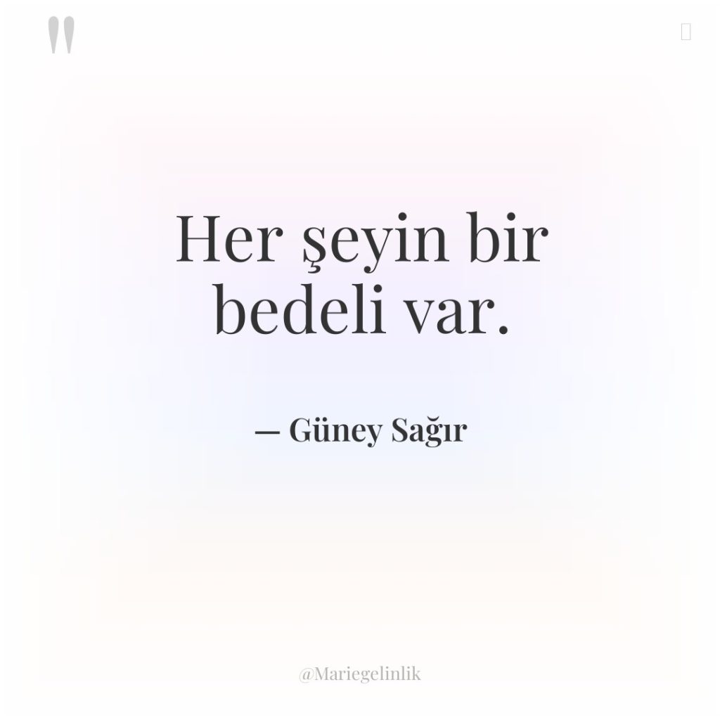 Her şeyin bir bedeli var.