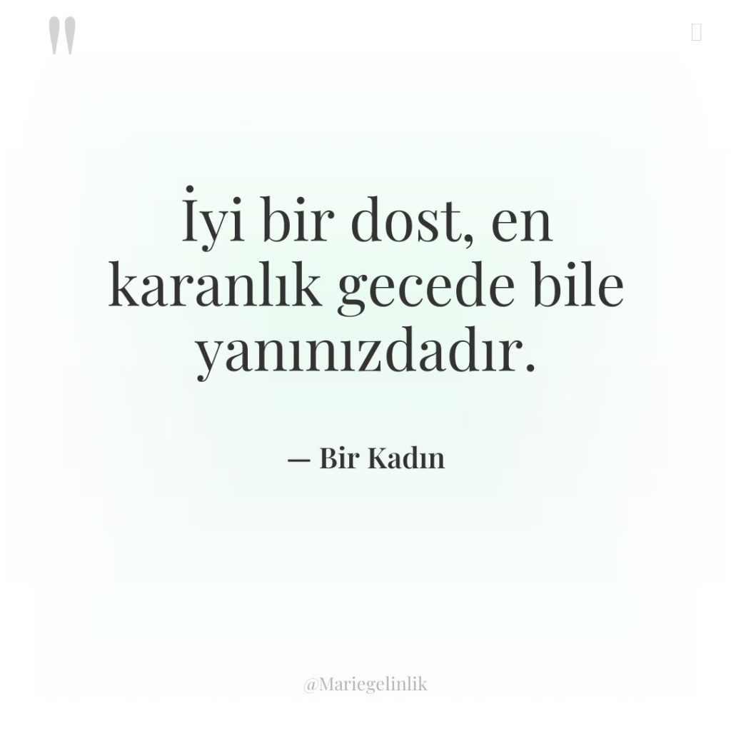 İyi bir dost, en karanlık gecede bile yanınızdadır.