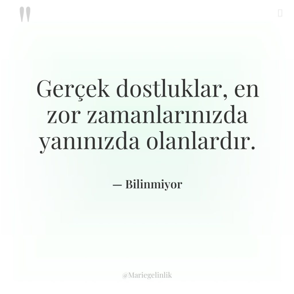 Gerçek dostluklar, en zor zamanlarınızda yanınızda olanlardır.