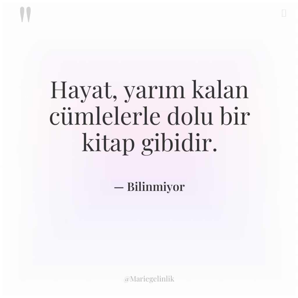 Hayat, yarım kalan cümlelerle dolu bir kitap gibidir.