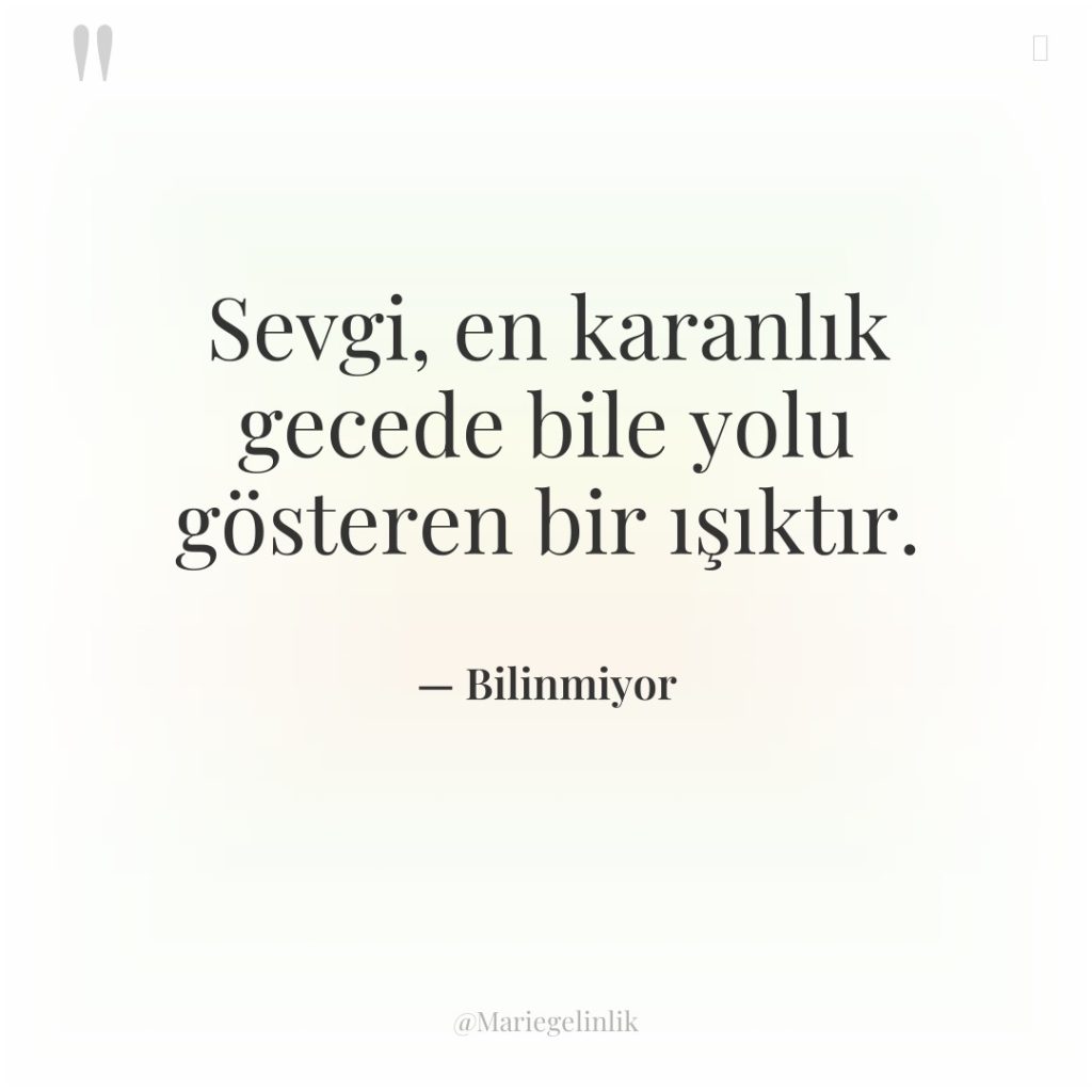 Sevgi, en karanlık gecede bile yolu gösteren bir ışıktır.