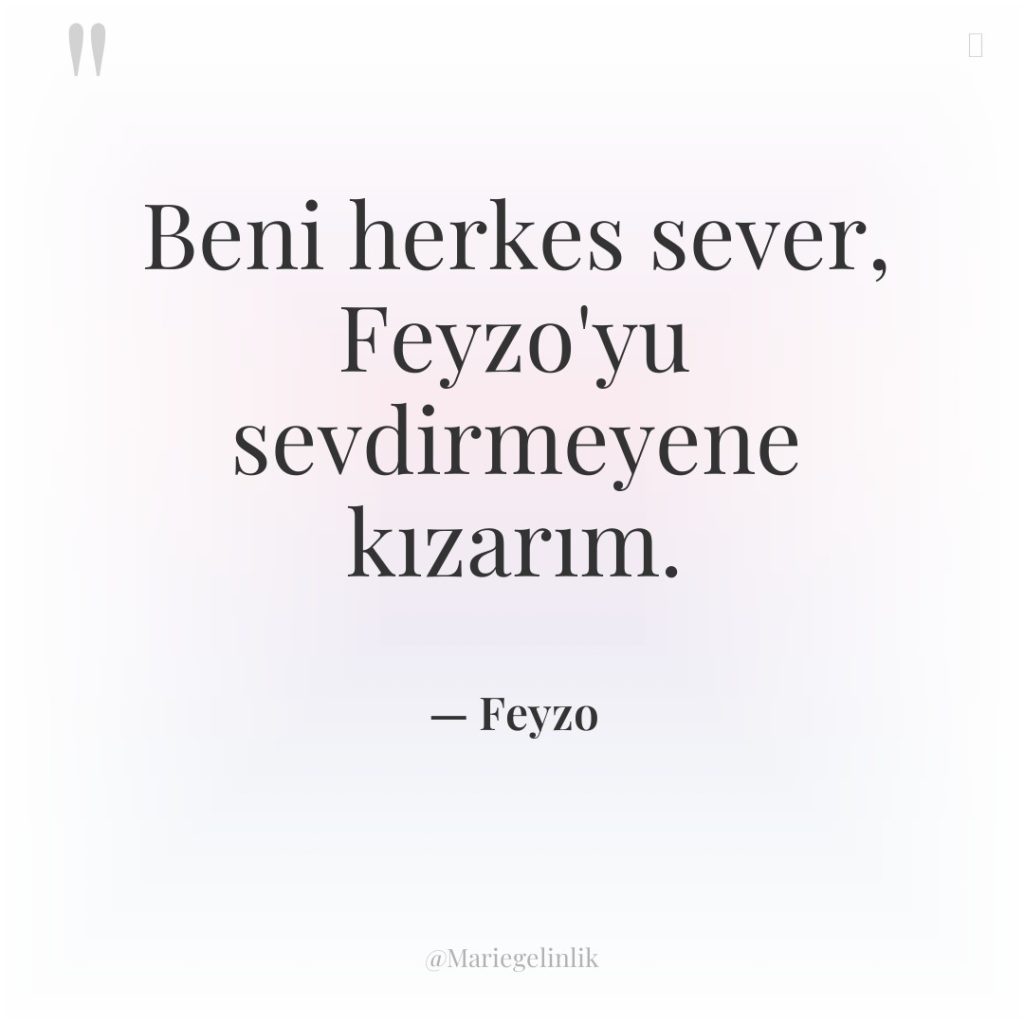 Beni herkes sever, Feyzo’yu sevdirmeyene kızarım.