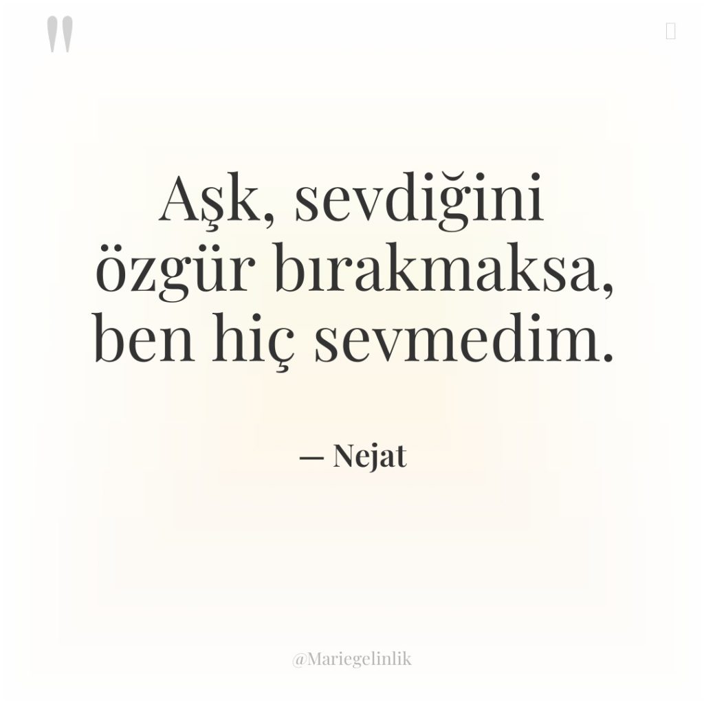 Aşk, sevdiğini özgür bırakmaksa, ben hiç sevmedim.