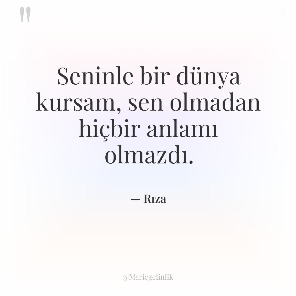 Seninle bir dünya kursam, sen olmadan hiçbir anlamı olmazdı.