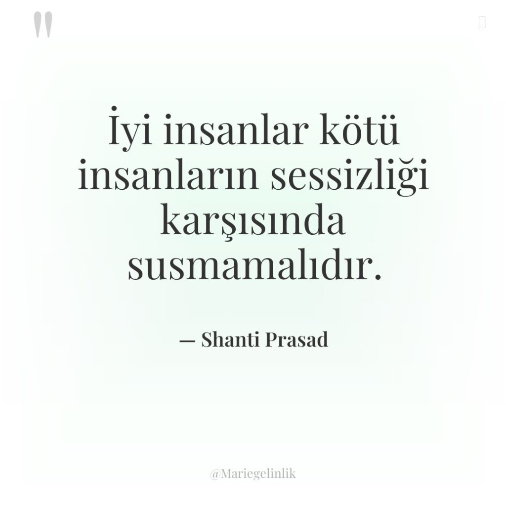 İyi insanlar kötü insanların sessizliği karşısında susmamalıdır.