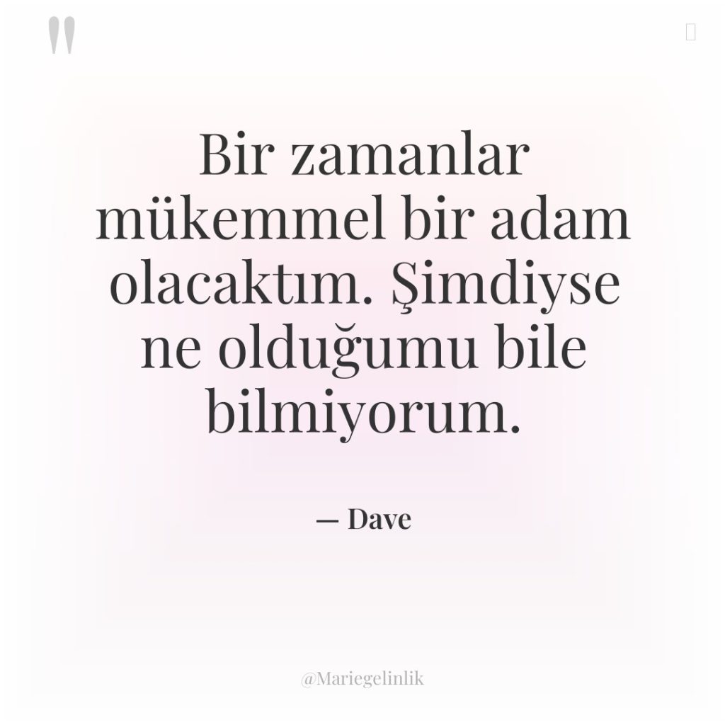 Bir zamanlar mükemmel bir adam olacaktım. Şimdiyse ne olduğumu bile…